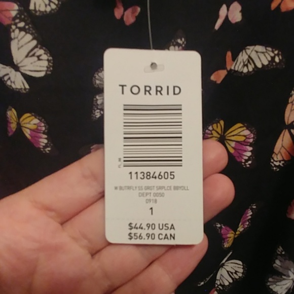 Lily black Butterfly Georgette Babydoll Blouse - Picture 4 of 4